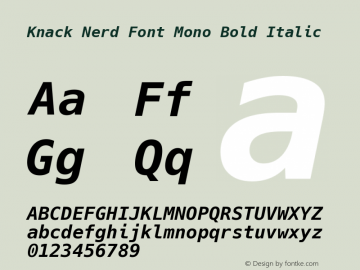 Knack Bold Italic Nerd Font Complete Mono Version 2.020; ttfautohint (v1.5) -l 4 -r 80 -G 350 -x 0 -H 265 -D latn -f latn -m 