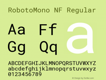 Roboto Mono Nerd Font Complete Windows Compatible Version 2.000986; 2015; ttfautohint (v1.3)图片样张