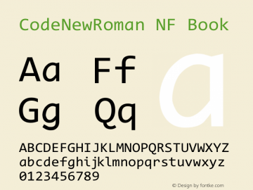 Code New Roman Nerd Font Complete Windows Compatible Version 2.00 November 29, 2014图片样张