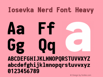 Iosevka Heavy Nerd Font Complete 1.8.4; ttfautohint (v1.5) Font Sample