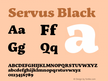 Servus Black Version 1.600;PS 001.600;hotconv 1.0.88;makeotf.lib2.5.64775 Font Sample