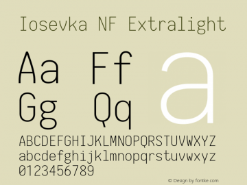 Iosevka Extralight Nerd Font Complete Mono Windows Compatible 1.8.4; ttfautohint (v1.5)图片样张