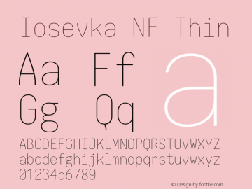 Iosevka Thin Nerd Font Complete Mono Windows Compatible 1.8.4; ttfautohint (v1.5) Font Sample