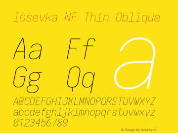 Iosevka Thin Oblique Nerd Font Complete Mono Windows Compatible 1.8.4; ttfautohint (v1.5)图片样张