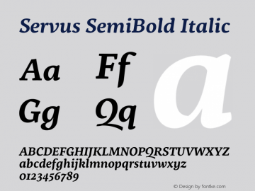 Servus SemiBold Italic Version 1.504;PS 001.504;hotconv 1.0.88;makeotf.lib2.5.64775 Font Sample