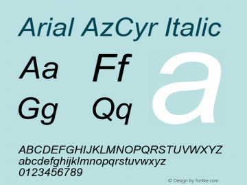 Arial AzCyr Italic Version 1.1 - November 1992图片样张