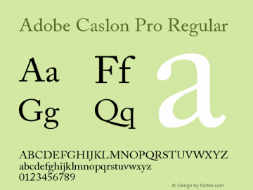 ACaslonPro-Regular Version 2.096;PS 2.000;hotconv 1.0.70;makeotf.lib2.5.58329 Font Sample