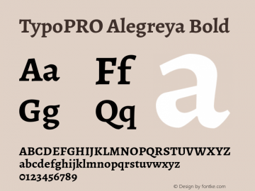 TypoPRO Alegreya Bold Version 1.004 Font Sample