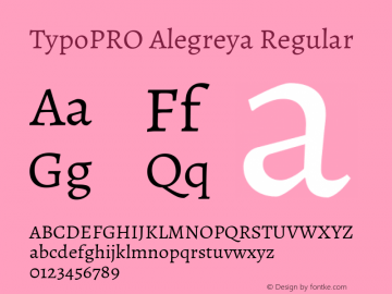 TypoPRO Alegreya Regular Version 1.004 Font Sample