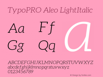 TypoPRO Aleo Light Italic Version 1.1 Font Sample