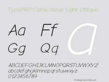 TypoPRO Comic Neue Light Oblique Version 1.000 Font Sample