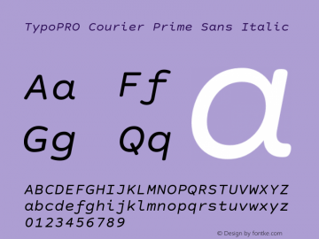 TypoPRO Courier Prime Sans Italic Version 3.020 Font Sample