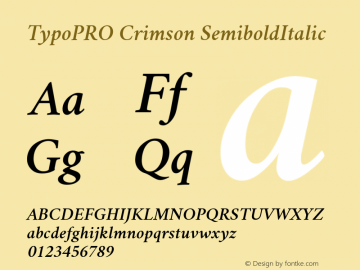 TypoPRO Crimson Semibold Italic Version 0.8 Font Sample