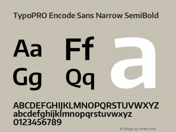 TypoPRO Encode Sans Narrow SemiBold Version 1.000; ttfautohint (v1.00) -l 8 -r 50 -G 200 -x 14 -D latn -f none -w G Font Sample