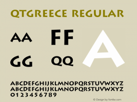 QTGreece Regular QualiType TrueType font  10/3/92 Font Sample