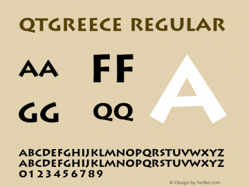 QTGreece Regular QualiType TrueType font  9/18/92 Font Sample