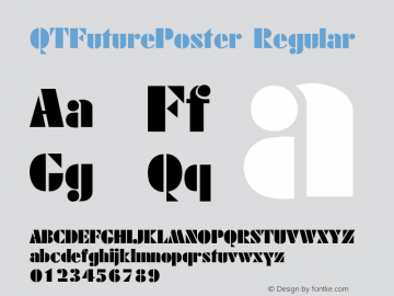 QTFuturePoster Regular QualiType TrueType font  10/6/92 Font Sample