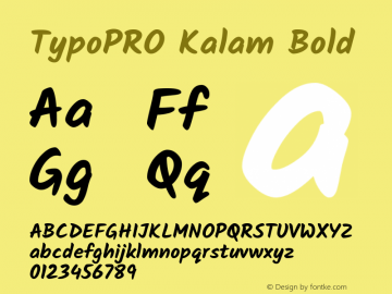 TypoPRO Kalam Bold Version 2.001;PS 1.0;hotconv 1.0.79;makeotf.lib2.5.61930; ttfautohint (v1.3)图片样张