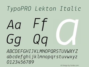 TypoPRO Lekton-Italic Version 3.000 Font Sample