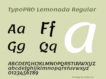 TypoPRO Lemonada-Regular Version 3.006;PS 003.006;hotconv 1.0.88;makeotf.lib2.5.64775 Font Sample