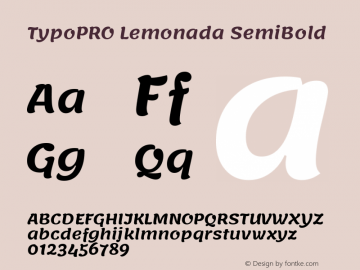 TypoPRO Lemonada SemiBold Version 3.006;PS 003.006;hotconv 1.0.88;makeotf.lib2.5.64775 Font Sample