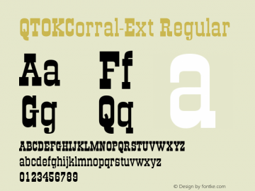 QTOKCorral-Ext Regular QualiType TrueType font  10/6/92 Font Sample