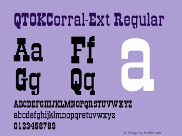 QTOKCorral-Ext Regular QualiType TrueType font  9/18/92 Font Sample