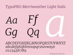 TypoPRO Merriweather Light Italic Version 1.584; ttfautohint (v1.5) -l 6 -r 36 -G 0 -x 10 -H 350 -D latn -f cyrl -w 