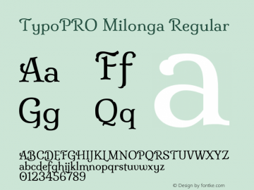 TypoPRO Milonga Version 1.000; ttfautohint (v0.93) -l 8 -r 50 -G 200 -x 14 -w 