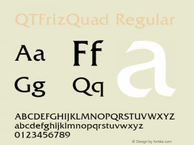 QTFrizQuad Regular QualiType TrueType font  9/18/92 Font Sample