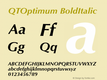 QTOptimum BoldItalic Version 001.000 Font Sample