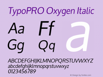 TypoPRO Oxygen-Italic Version 1.000 Font Sample