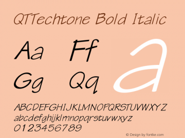 QTTechtone Bold Italic QualiType TrueType font  9/18/92图片样张
