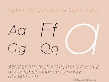 TypoPRO Quicksand-LightItalic 1.002 Font Sample