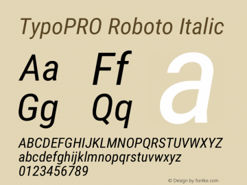 TypoPRO Roboto Condensed Italic Version 2.136; 2016 Font Sample