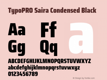 TypoPRO Saira Condensed Black Version 0.072 Font Sample