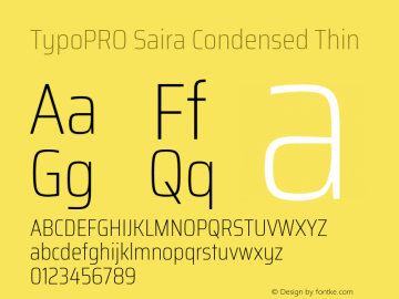 TypoPRO Saira Condensed Thin Version 0.072 Font Sample