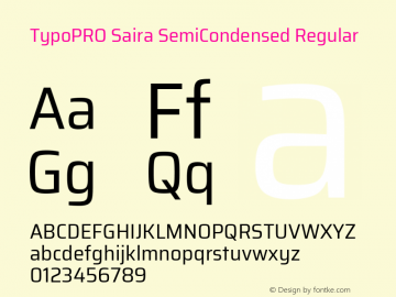 TypoPRO Saira SemiCondensed Regular Version 0.072 Font Sample