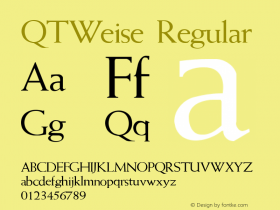 QTWeise Regular QualiType TrueType font  10/6/92 Font Sample