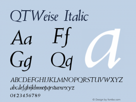 QTWeise Italic QualiType TrueType font  9/18/92 Font Sample