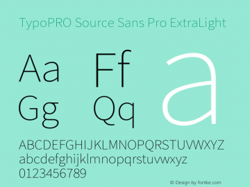 TypoPRO Source Sans Pro ExtraLight Version 2.020;PS 2.000;hotconv 1.0.86;makeotf.lib2.5.63406图片样张