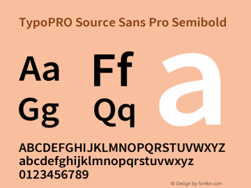 TypoPRO Source Sans Pro Semibold Version 2.020;PS 2.000;hotconv 1.0.86;makeotf.lib2.5.63406 Font Sample