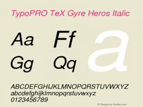 TypoPRO TeXGyreHeros-Italic Version 2.004;PS 2.004;hotconv 1.0.49;makeotf.lib2.0.14853 Font Sample