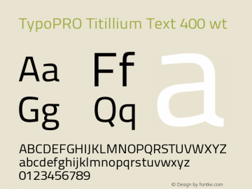 TypoPRO TitilliumText25L-400wt Version 25.000图片样张