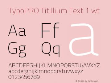 TypoPRO TitilliumText25L-1wt Version 25.000图片样张