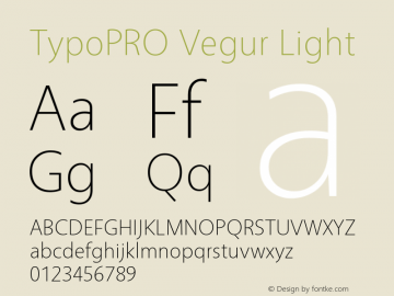 TypoPRO Vegur Light Version 1.000;PS 007.000;hotconv 1.0.70;makeotf.lib2.5.58329图片样张