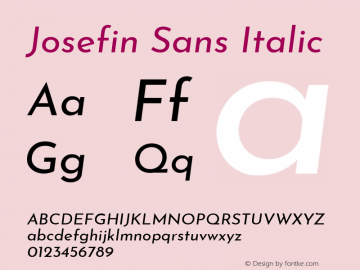 Josefin Sans Italic Version 2.000 Font Sample