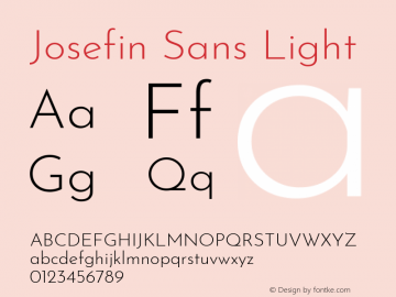 Josefin Sans Light Version 2.000 Font Sample