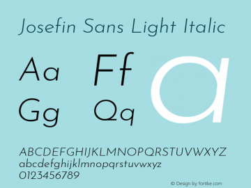 Josefin Sans Light Italic Version 2.000图片样张