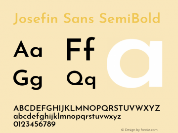 Josefin Sans SemiBold Version 2.000 Font Sample